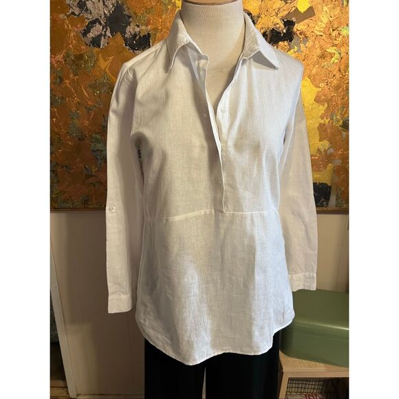 Saks Fifth Ave White Linen Tunic No Tags S - Picture 1 of 7